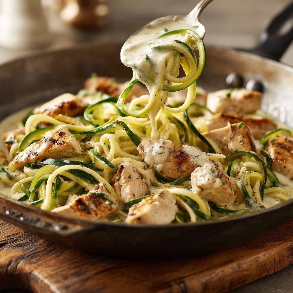 Creamy Chicken and Zucchini Zoodles