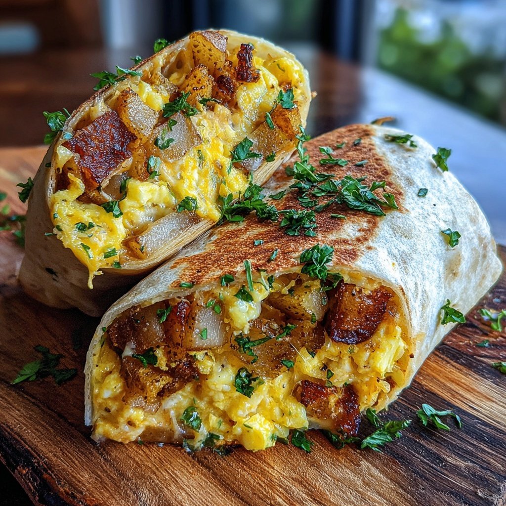 Cozy Winter Breakfast Burrito with Eggs and Potatoes