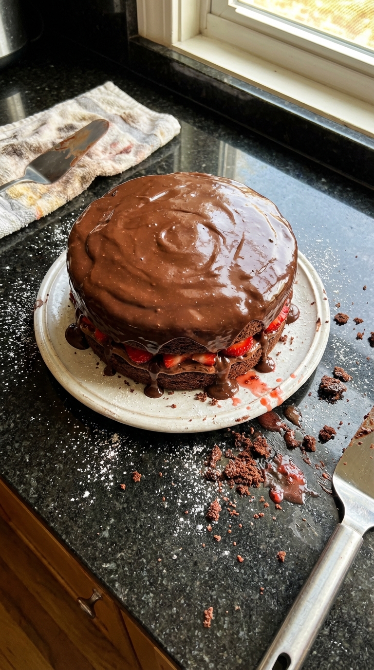 Decadent Chocolate Strawberry Cake