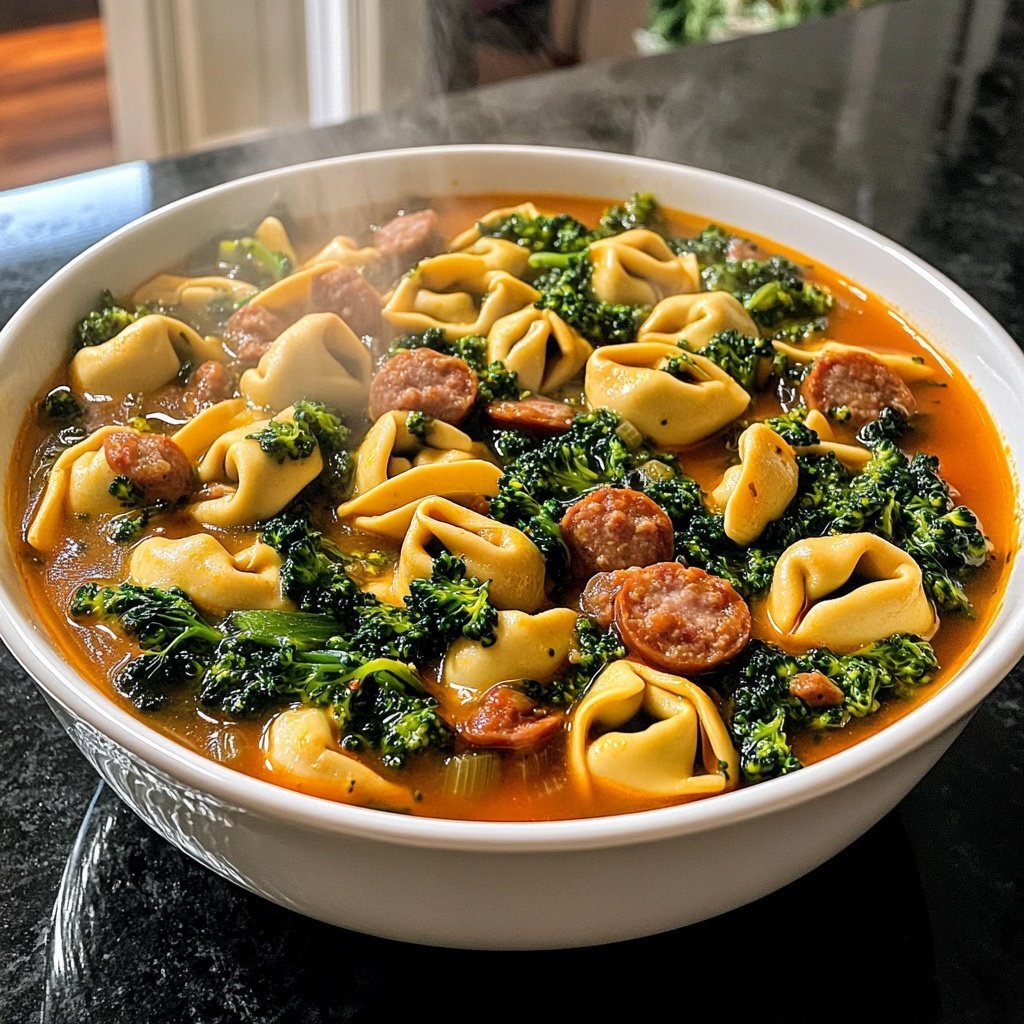 Broccoli Rabe and Sausage Tortellini Soup
