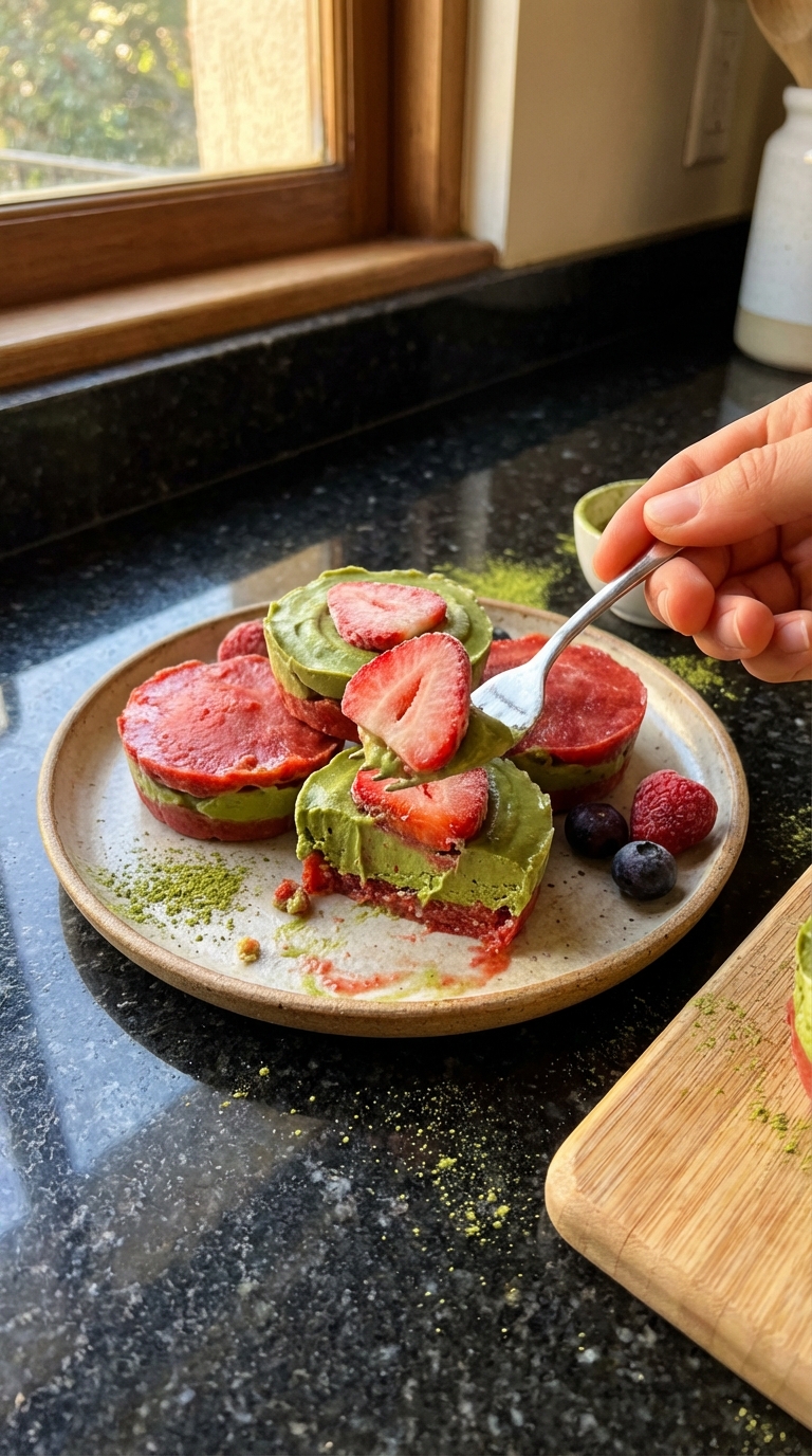 Frozen Strawberry Matcha Treats