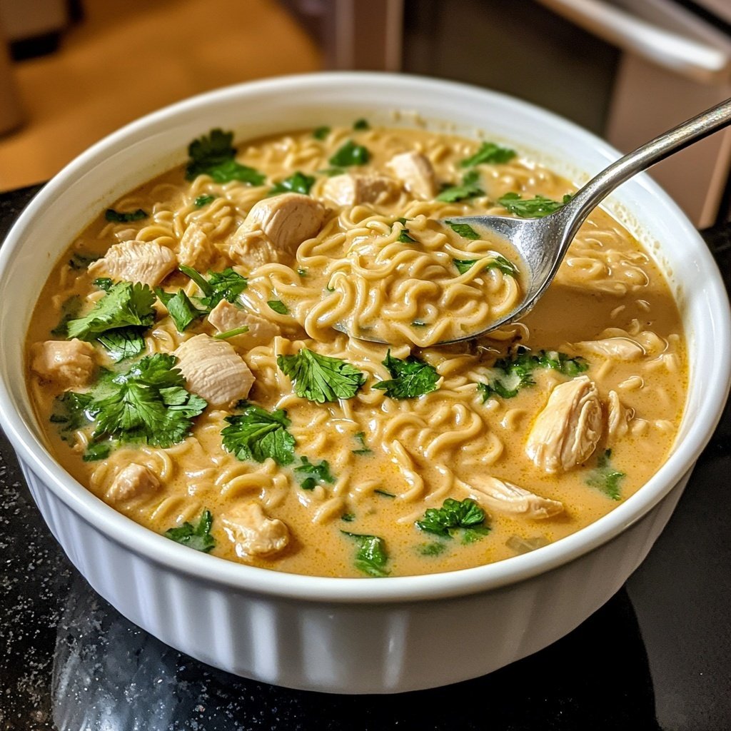 Creamy Chicken Soup with Coconut Milk & Ramen