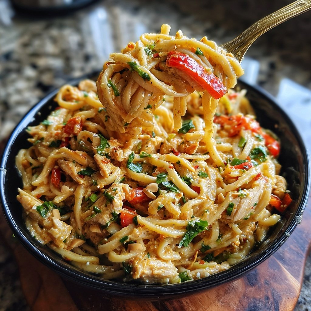 Thai Peanut Chicken Noodles Bowl