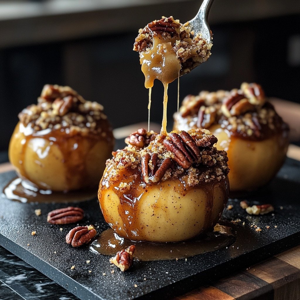 Festive Baked Apples with Marzipan and Pecans