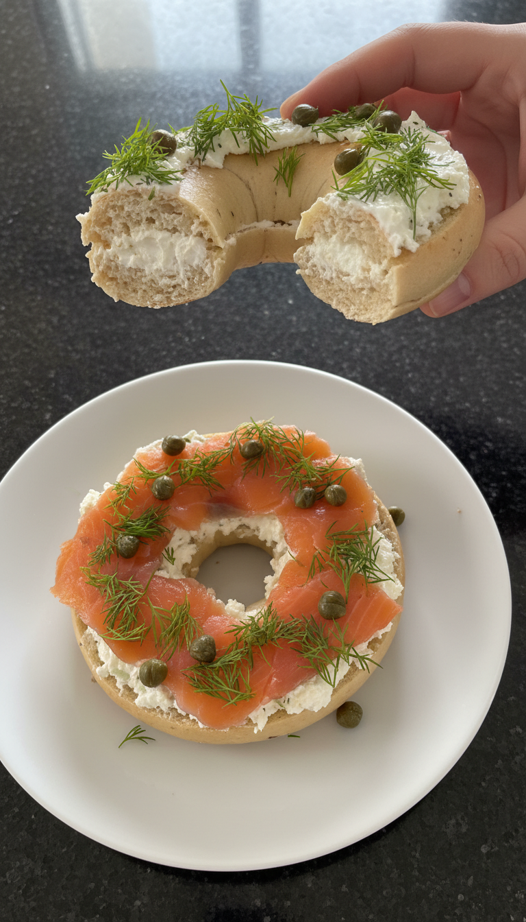 Smoked Salmon and Cream Cottage Cheese Bagel