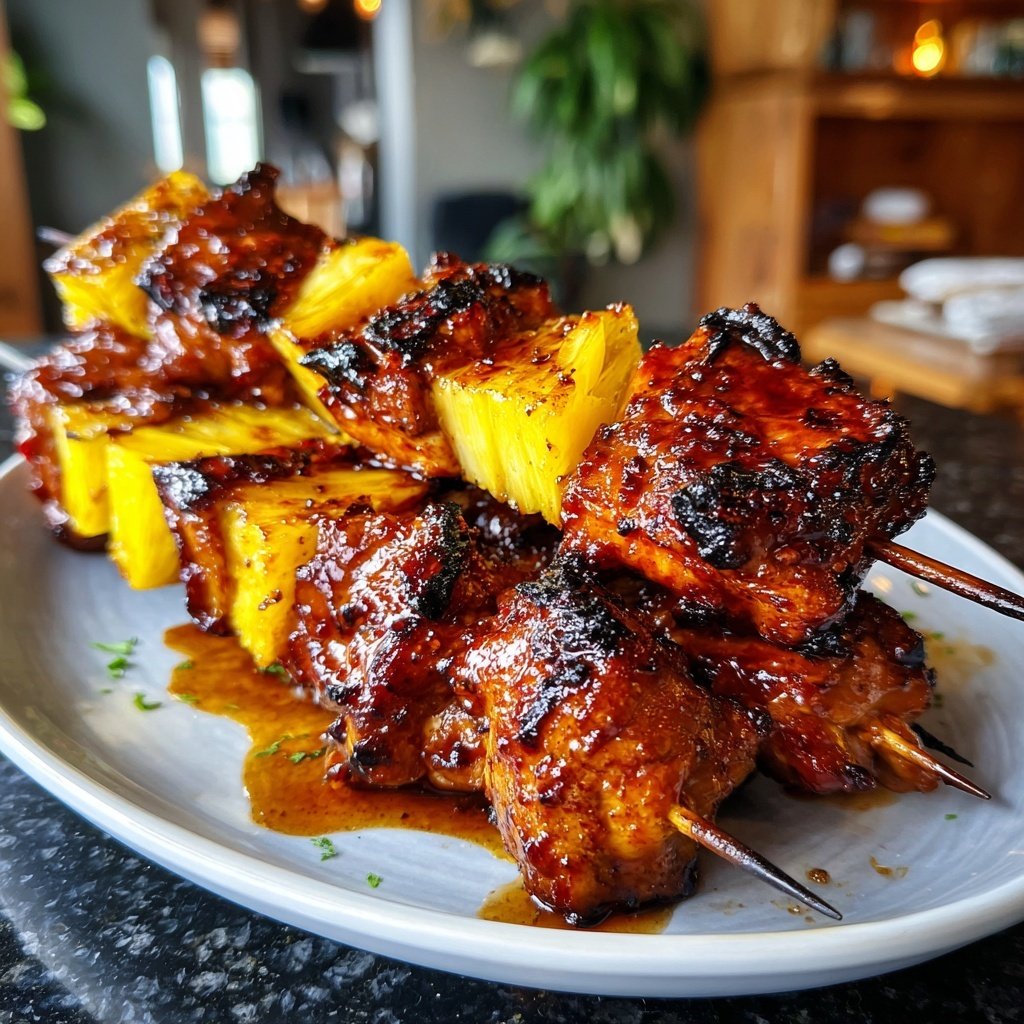 Teriyaki Chicken Pineapple Skewers