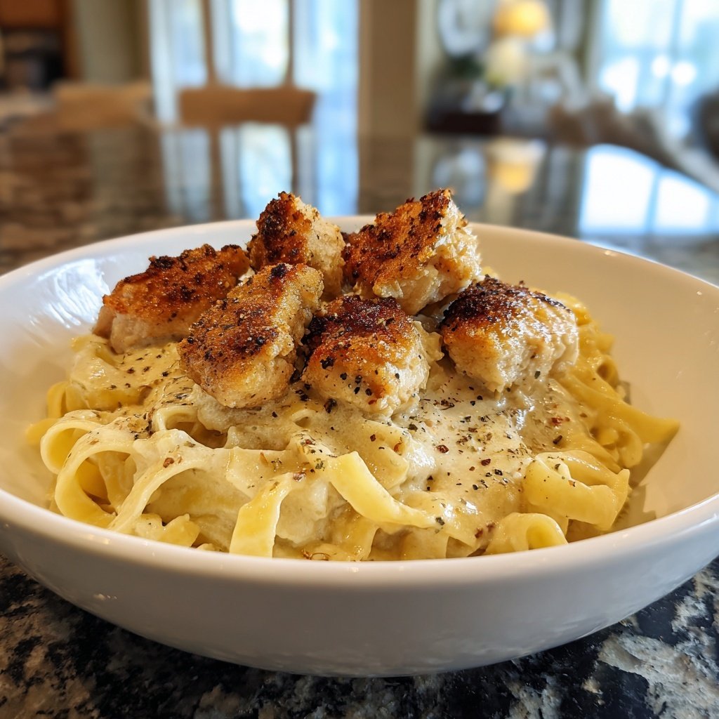 Crispy Chicken with Creamy Pasta