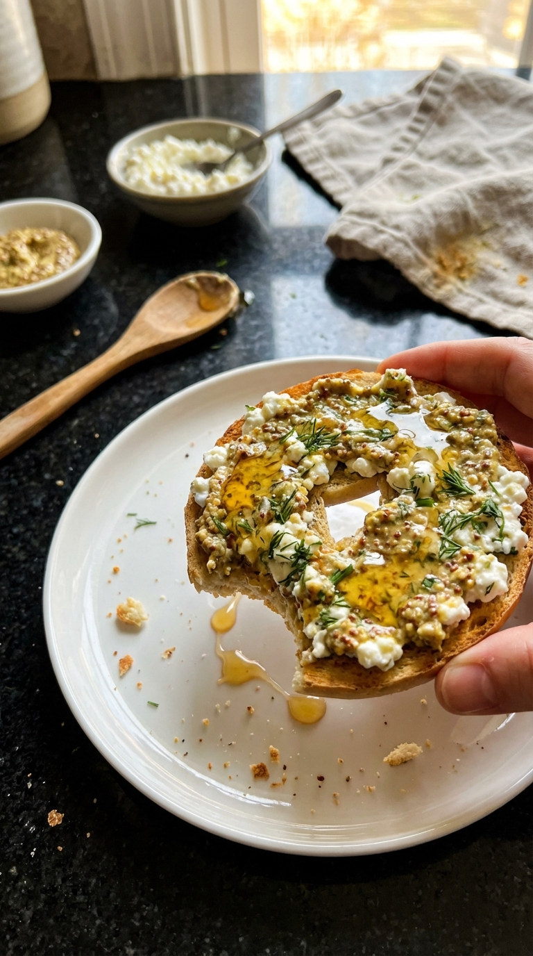 Dijon Cottage Cheese Bagel Spread