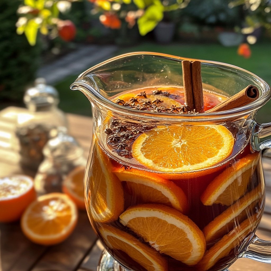 Spiced Mulled Wine Punch with Oranges and Cloves