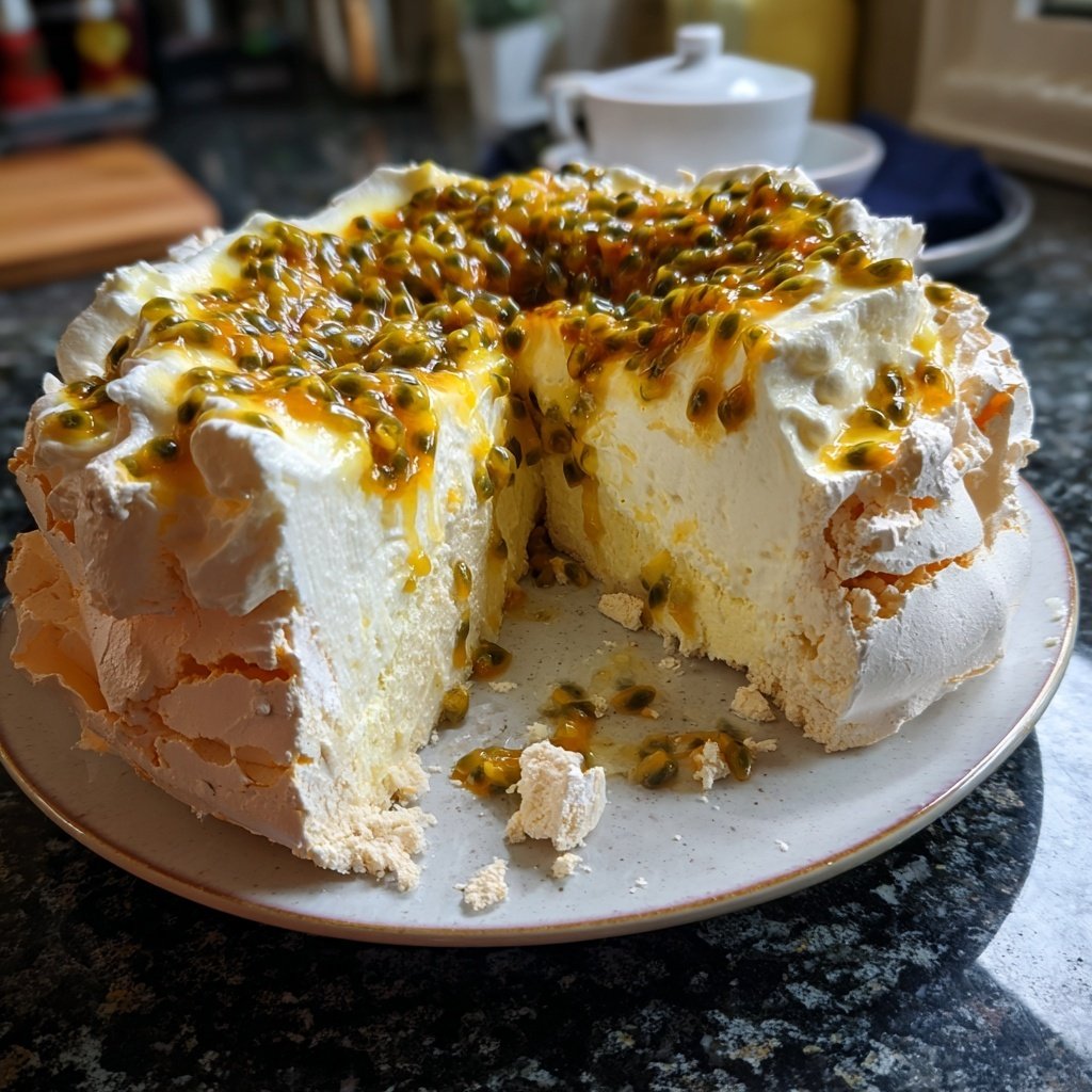 Limoncello Pavlova with Passion Fruit